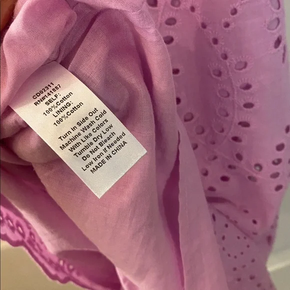 TCEC Lavender Pink Hue Eyelet Dress with Ruffled Sleeves - Picture 14 of 14